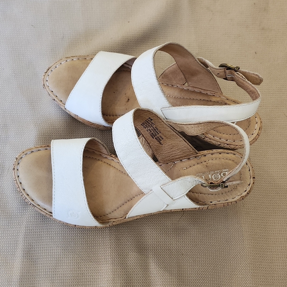 Born Fleet White Sandals Genuine Leather Women Size 9m - Picture 5 of 8
